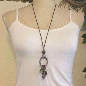 Vintage copper pendant with charms necklace